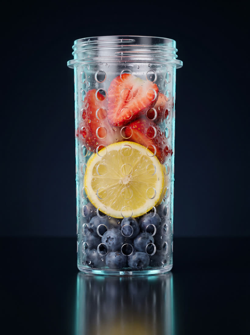 Fruit-infusion pod filled with fresh fruit